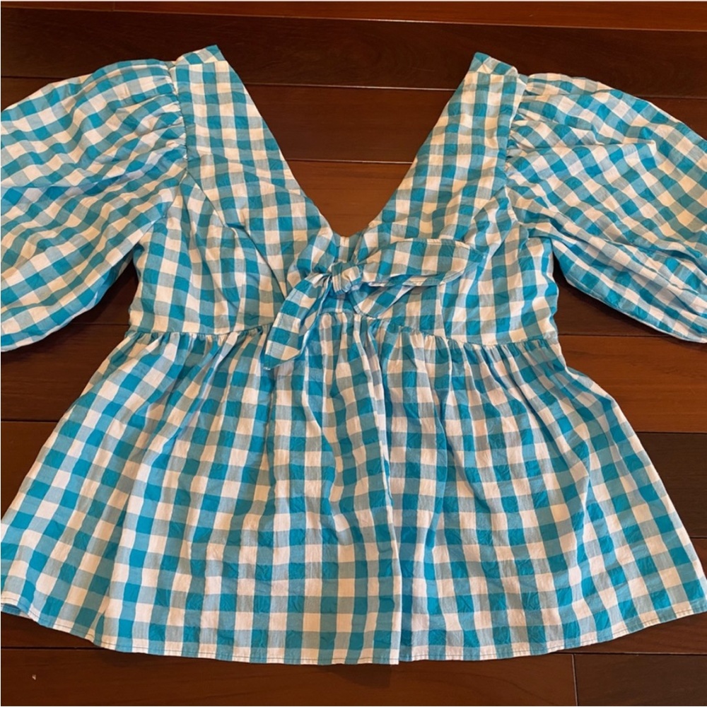 NWT Lilly Pulitzer Sarafina Gingham Babydoll Top - Picture 4 of 8